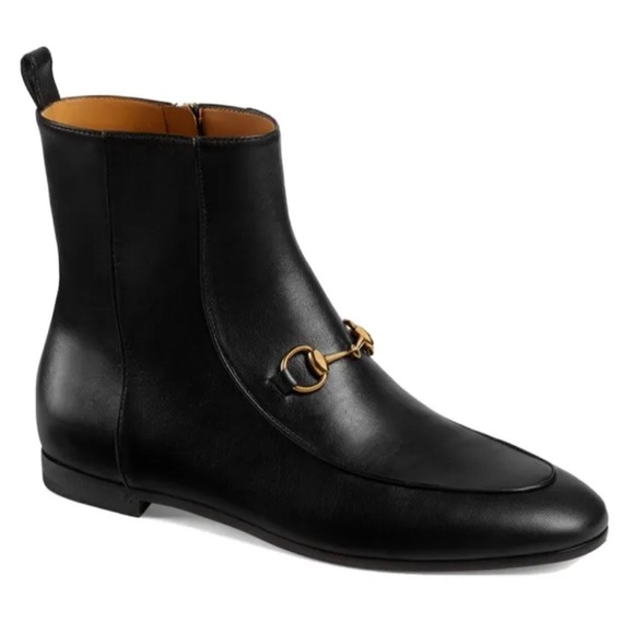 Gucci Horsebit Jordaan Leather boot Black Size 37.5 MSRP $1295 NEW IN BOX - Picture 1 of 3
